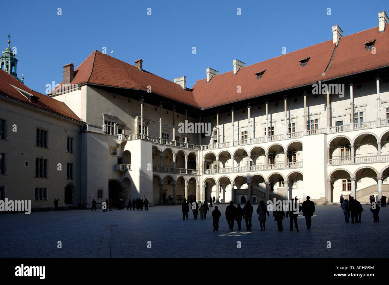 Courtyard of Wawel Hill castle Krakow Stock Photo