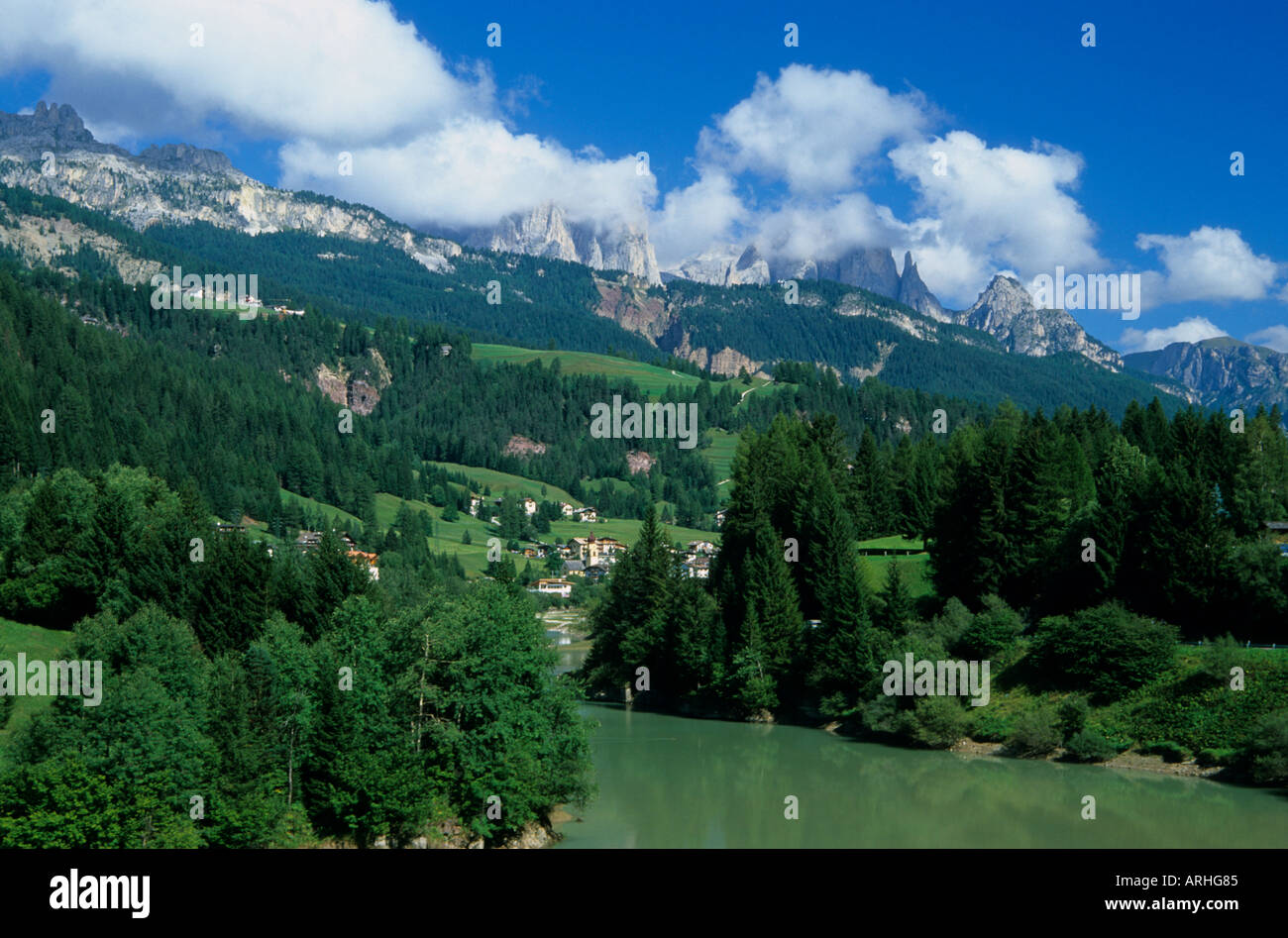 Rosengarten Mountain Range, Northern Italy. Stock Photo
