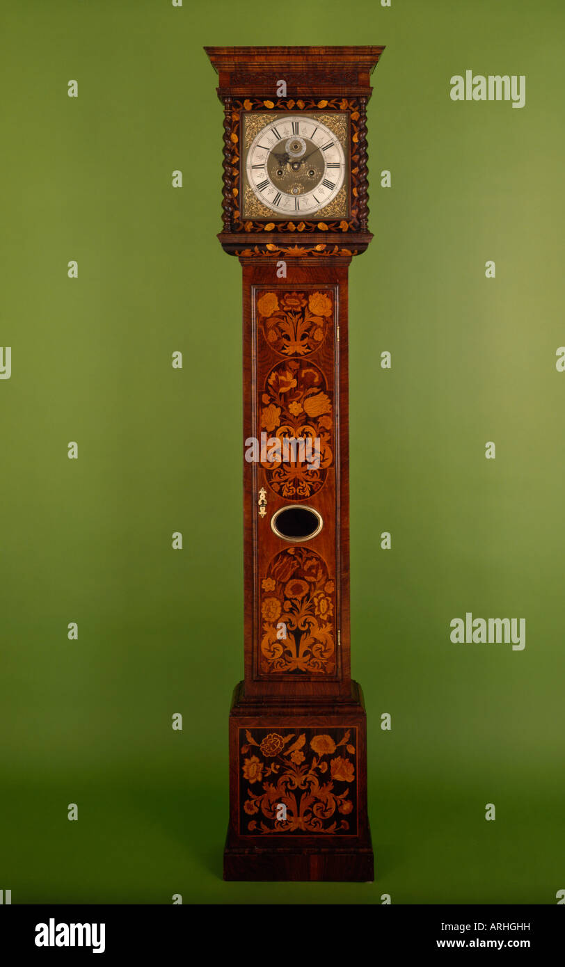 Marquetry longcace clock by William Westbrook circa 1700 Stock Photo