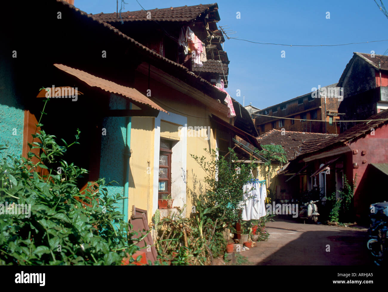 Houses in the backof  Panaji or Panjim (the Goan capital city), Goa, India Stock Photo