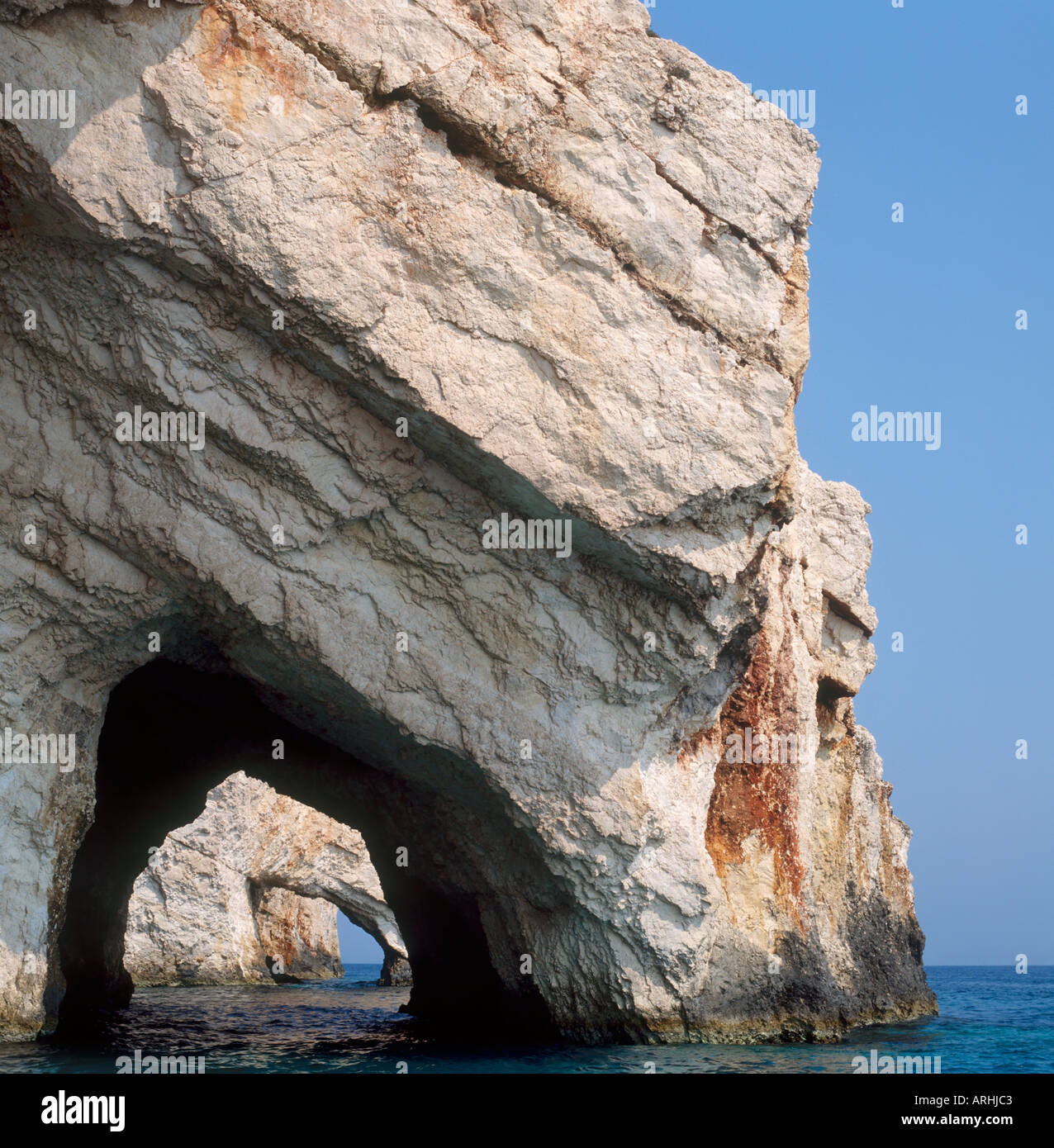 Caves near Smugglers Cove, Zakynthos (Zante), Ionian Islands, Greece Stock Photo