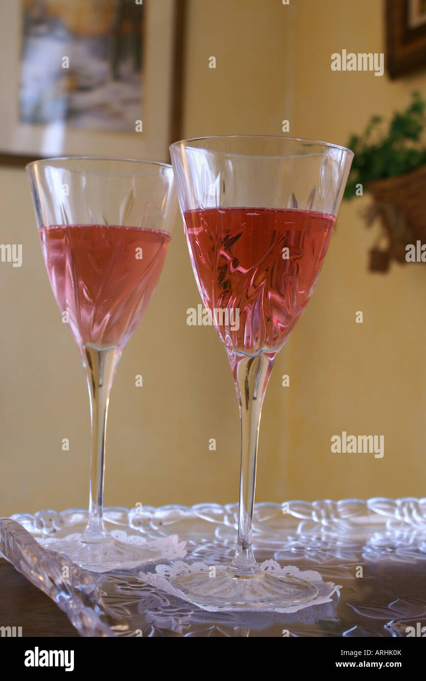 Long Stem Wine Glasses Stock Photo