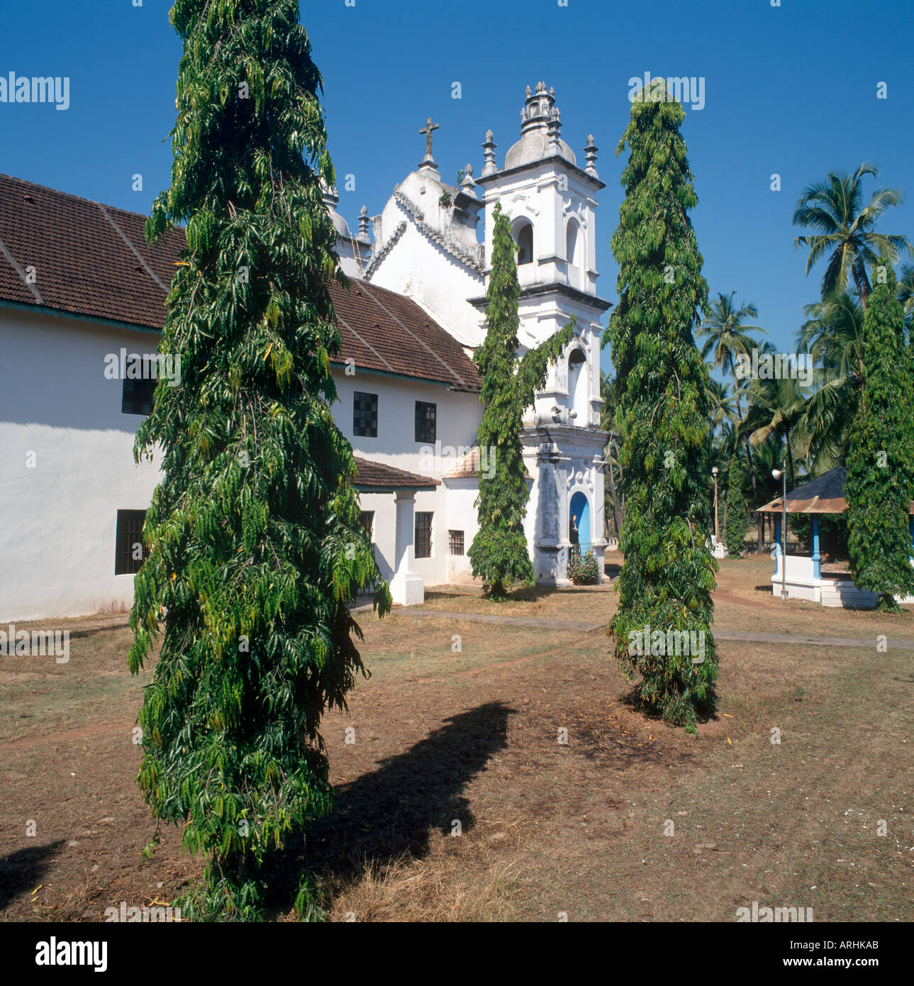 Typical Portuguese Church near Candolim, North Goa, Goa, India Stock Photo