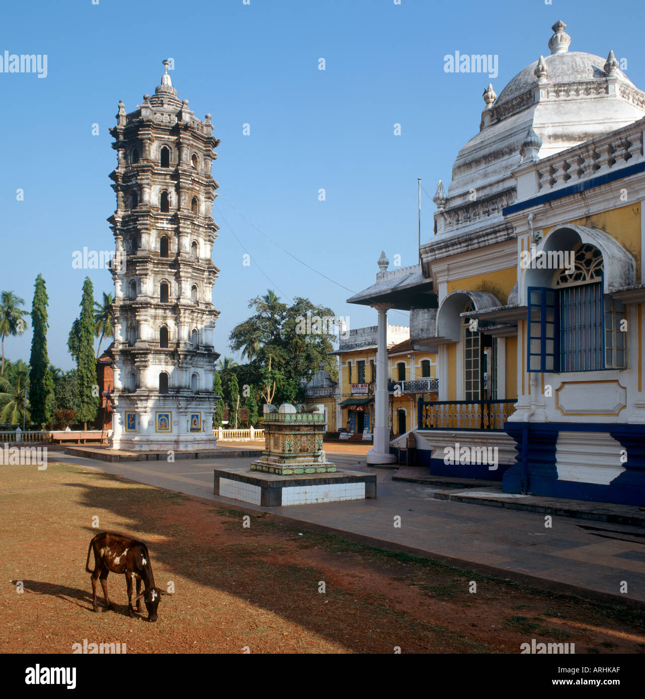Shri Mangesh Hindu Temple near Mardol, Goa, India Stock Photo
