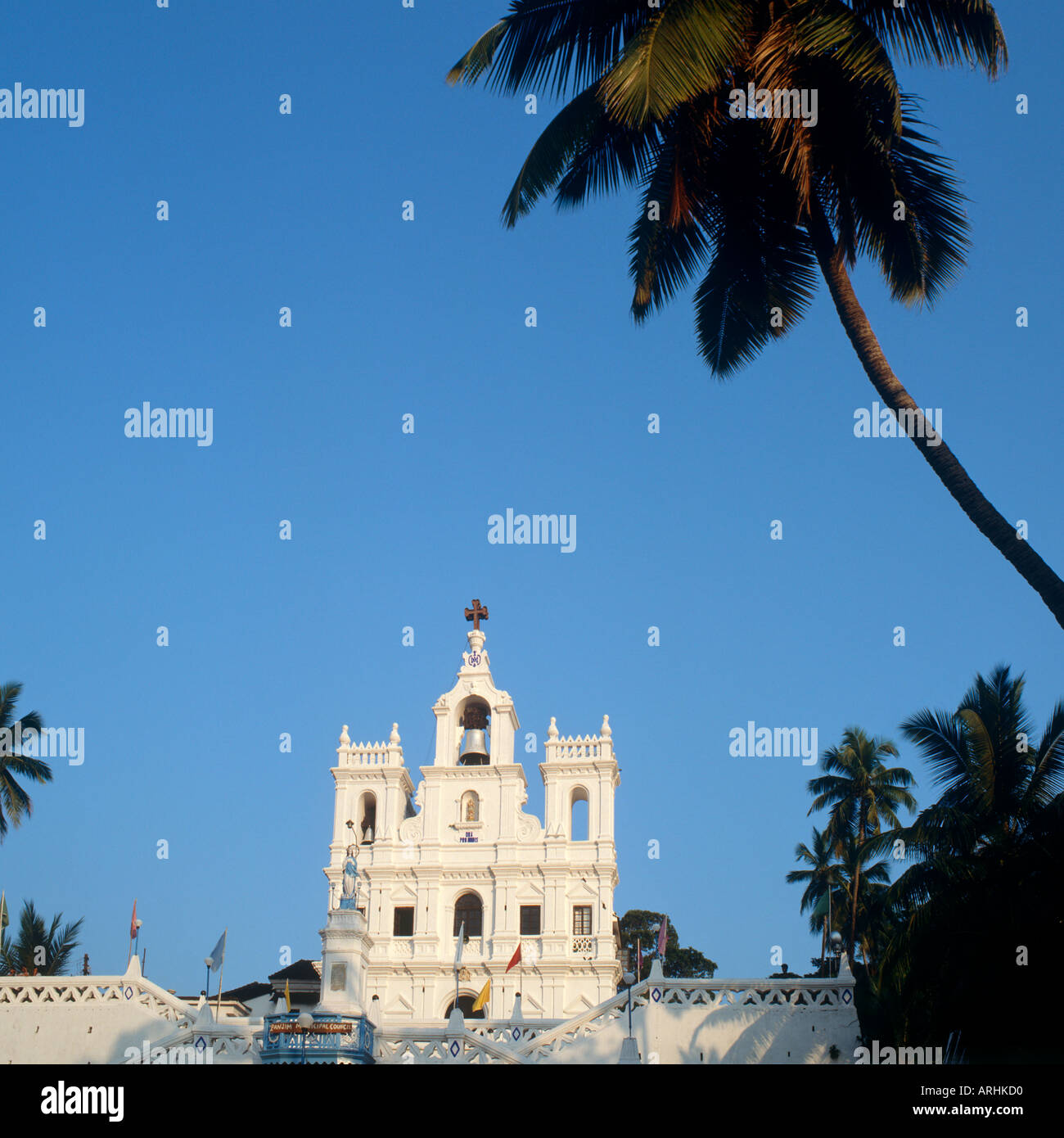 Baroque Church of Our Lady of the Immaculate Conception in late afternoon, Panaji or Panjim ( the Goan capital city), Goa, India Stock Photo
