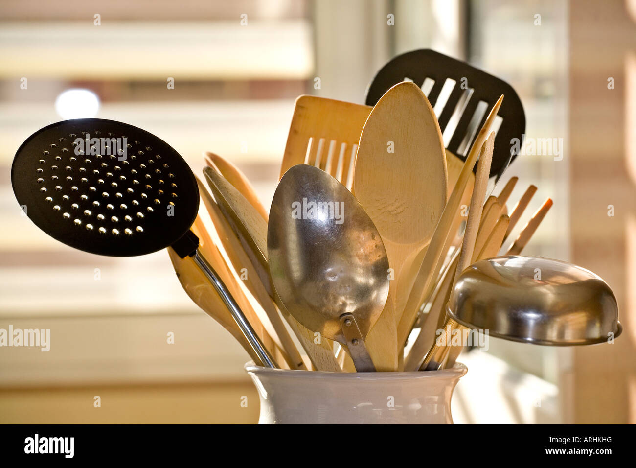 Kitchen tools in a jar Stock Photo Alamy