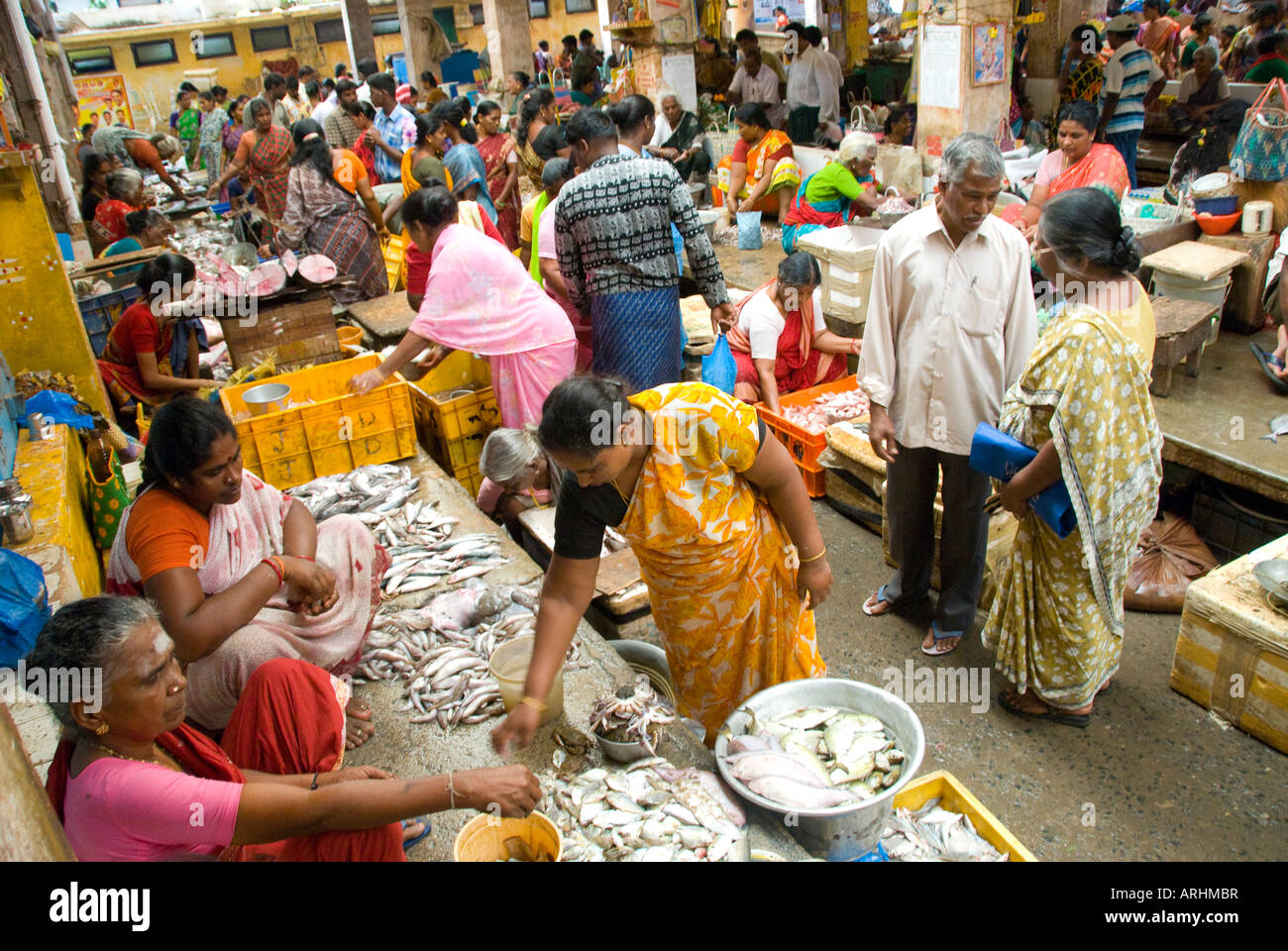 The fish market in Pondicherry India Stock Photo Alamy
