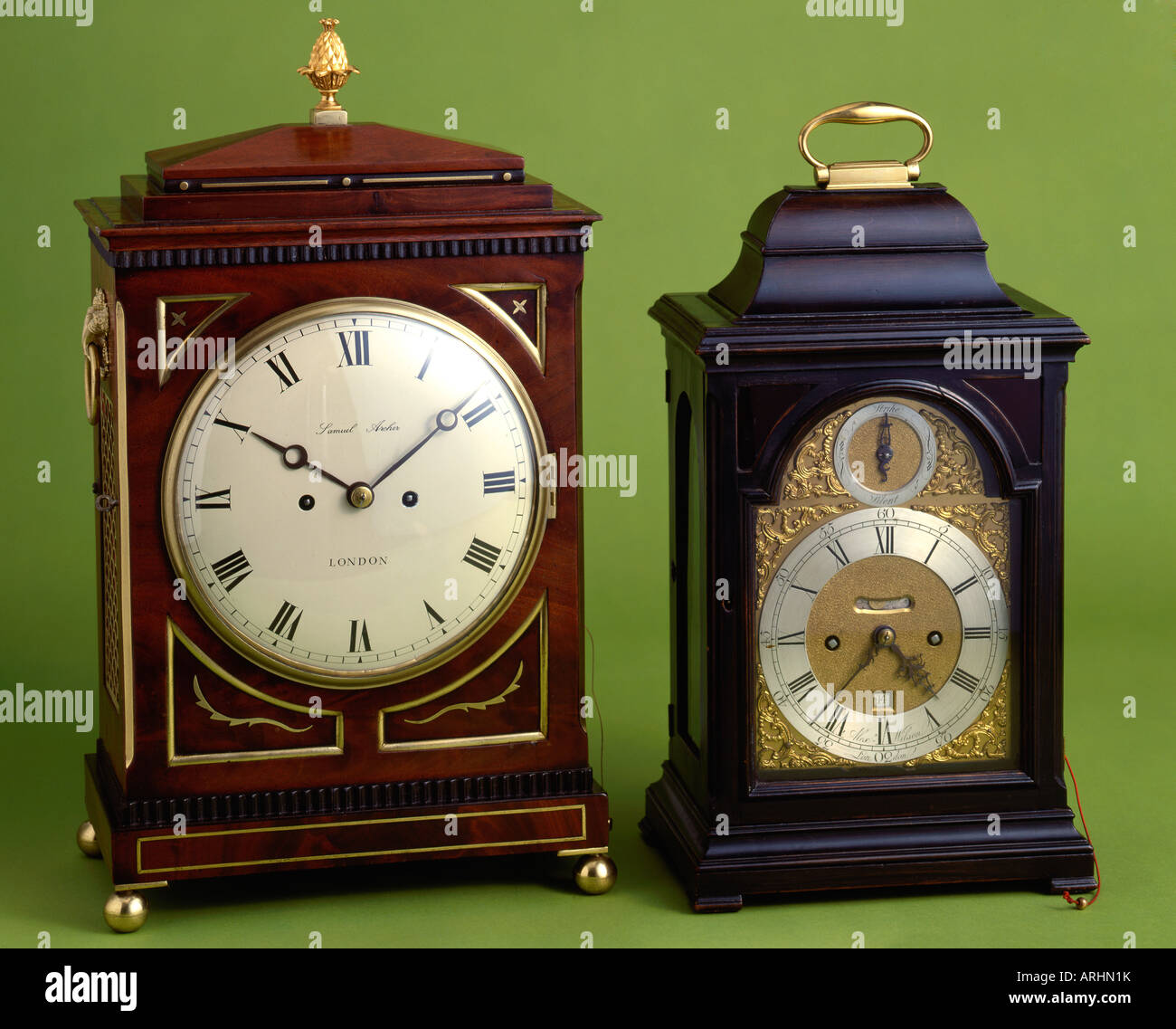 Two English bracket clocks Stock Photo