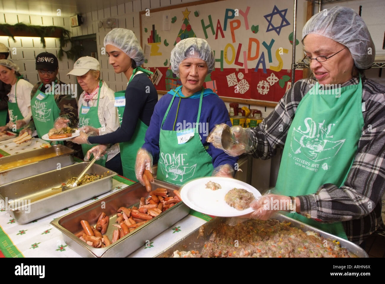 USA Washington DC Community volunteers at a soup kitchen Stock Photo