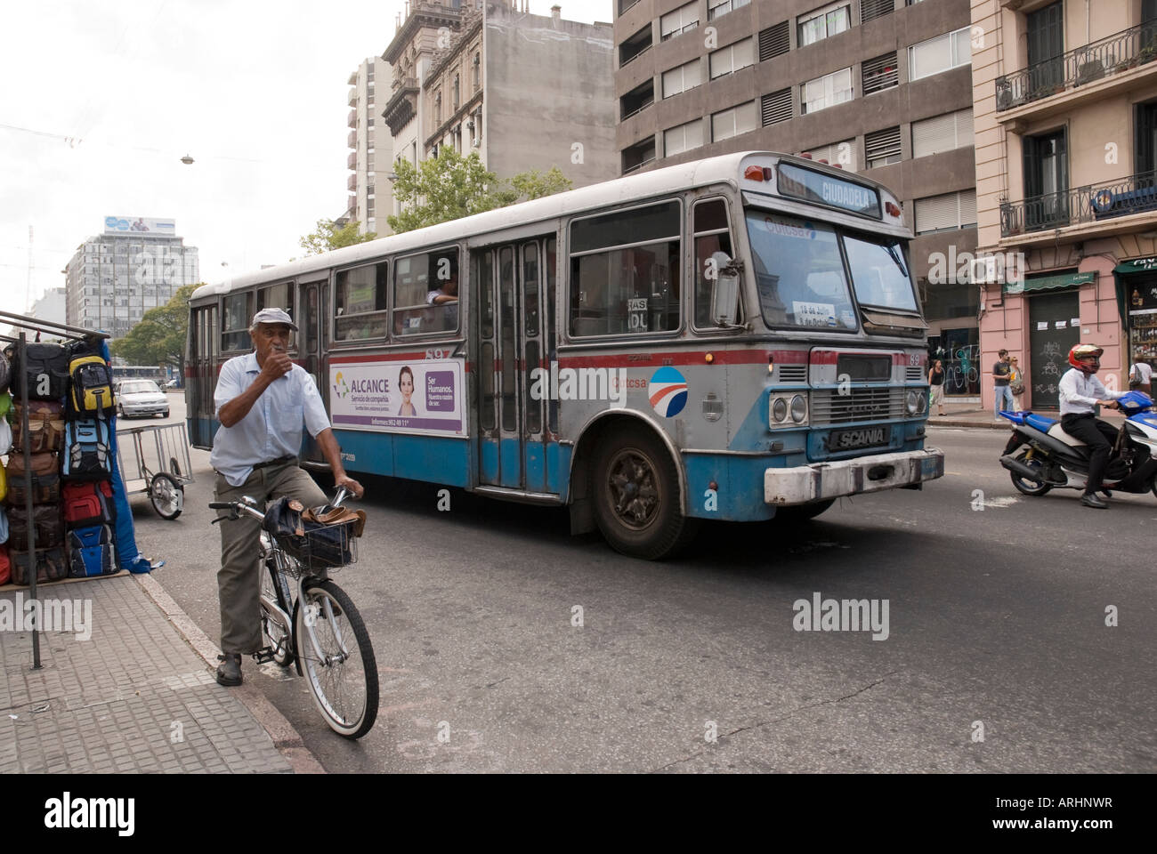 Street shot of an old bus in Montevideo Uruguay 2008 Stock Photo