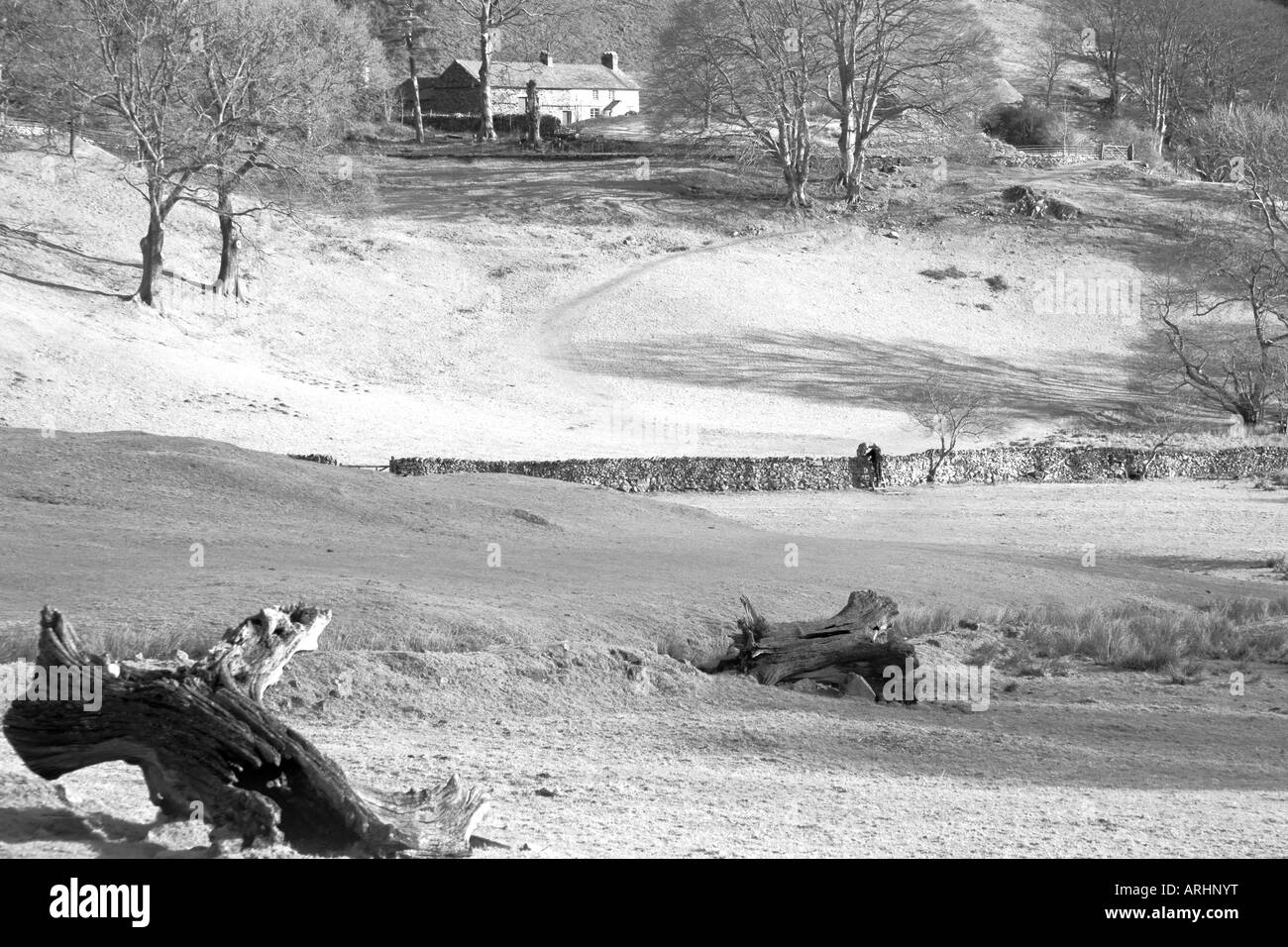 A walk in winter Loughrigg Tarn in the 'Lake District National Park' Cumbria, UK Stock Photo