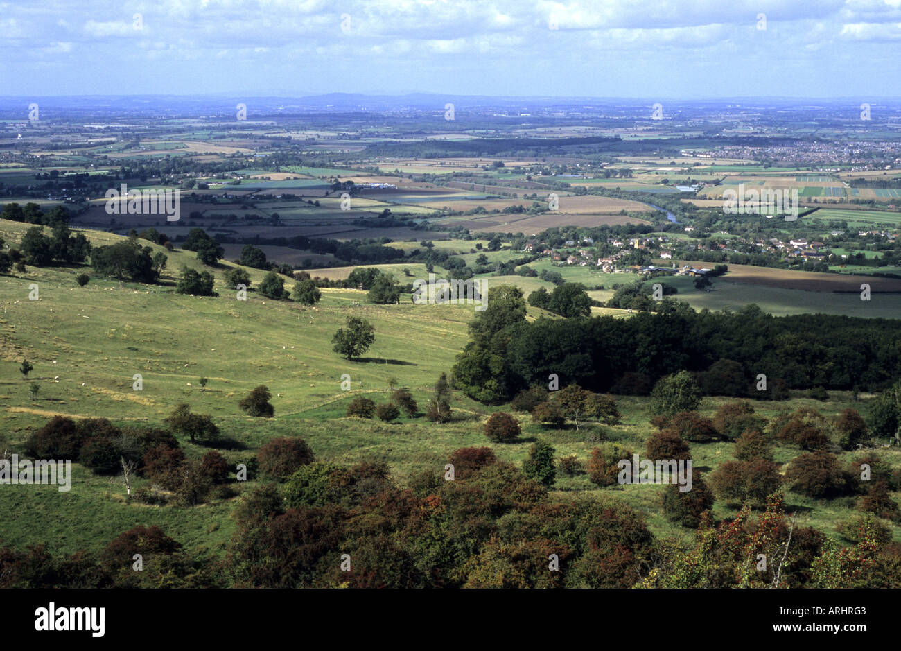 View from top of Bredon Hill towards River Avon plain, Worcestershire