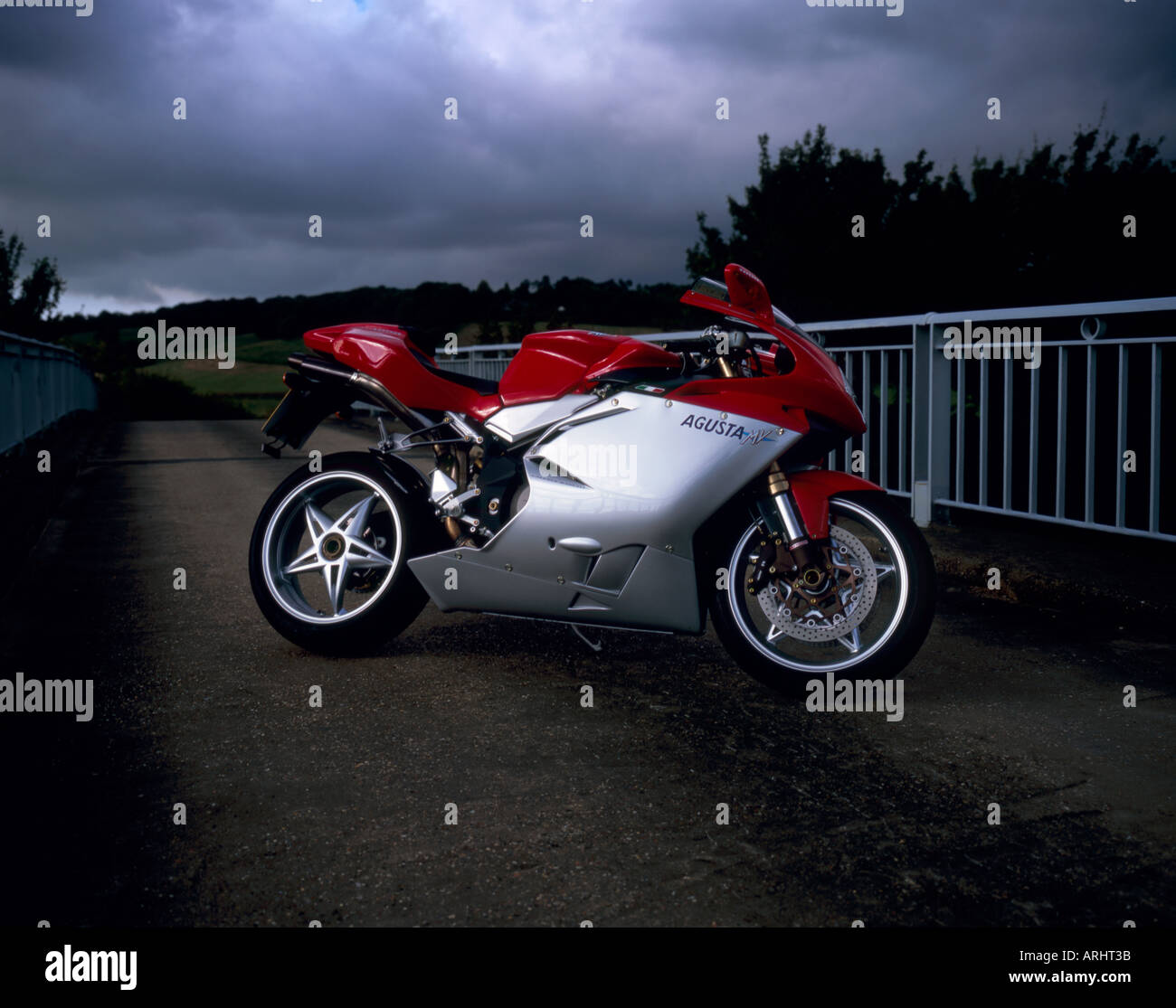 MV Augusta 1000s superbike, in menacing dark light. Stock Photo