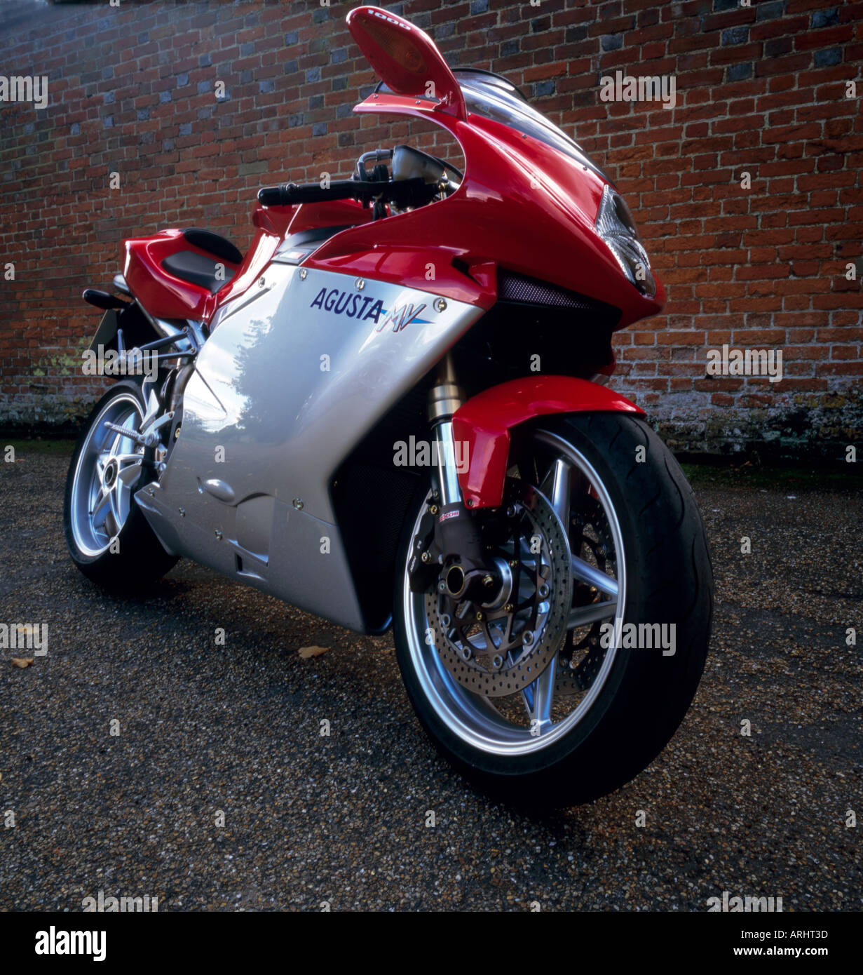 MV Augusta 1000s superbike, front view, wide. Stock Photo