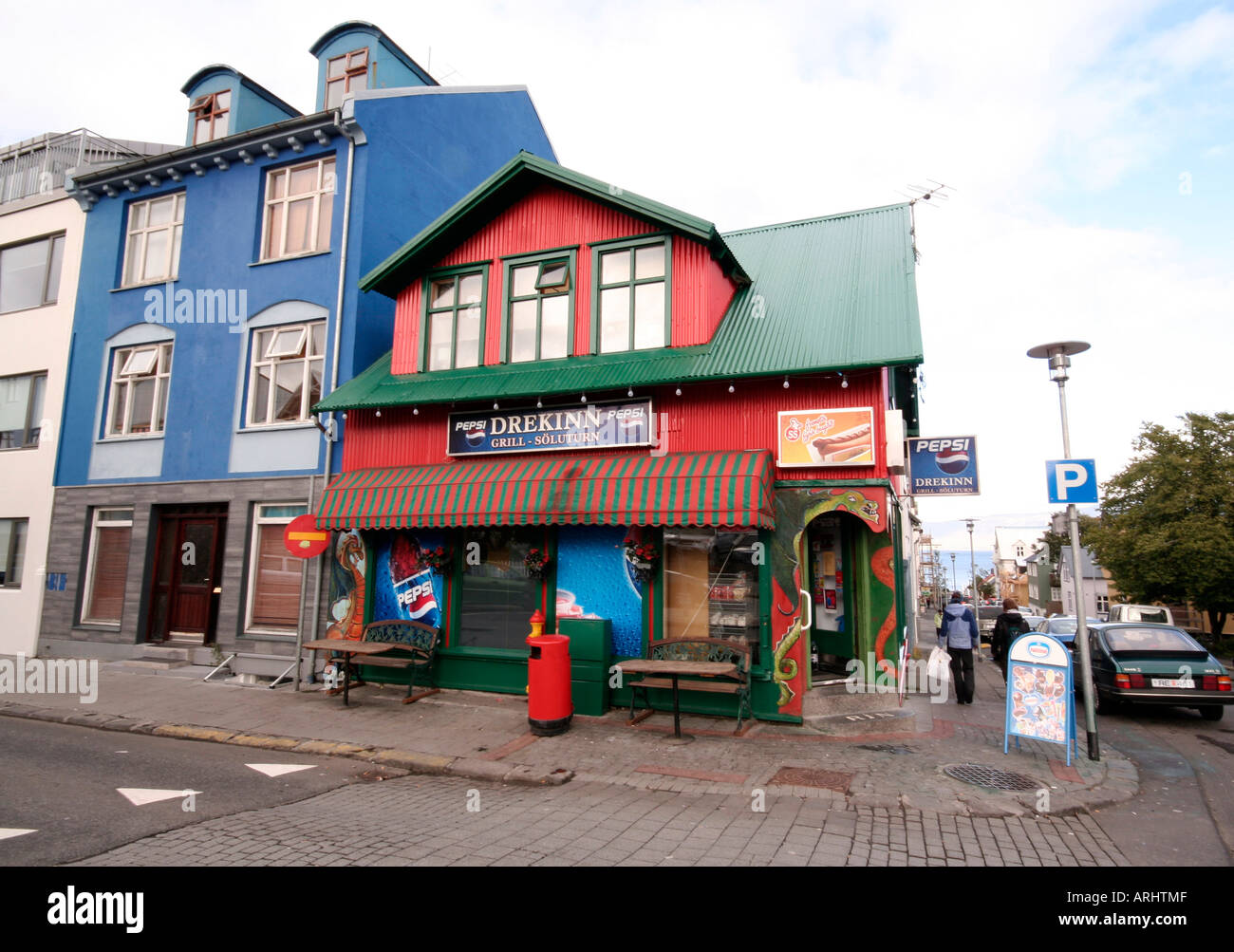 Brightly painted corner shop in Reykjavik, Iceland Stock Photo Alamy