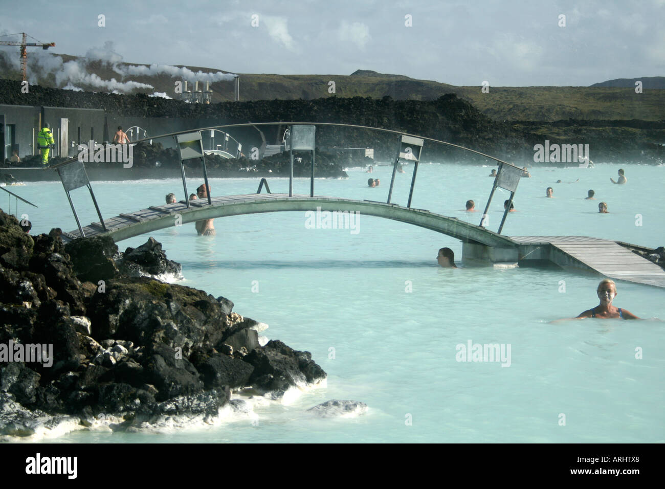 Bathers, Blue Lagoon thermal pool, Reykjavik, Reykjanes Peninsula Stock