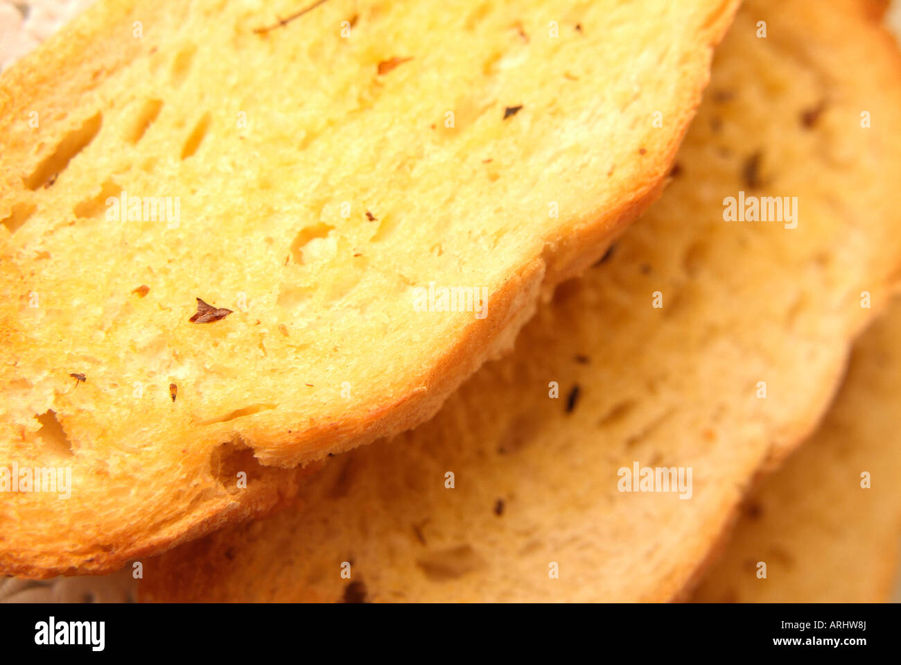 Detail of toasts on the table Stock Photo