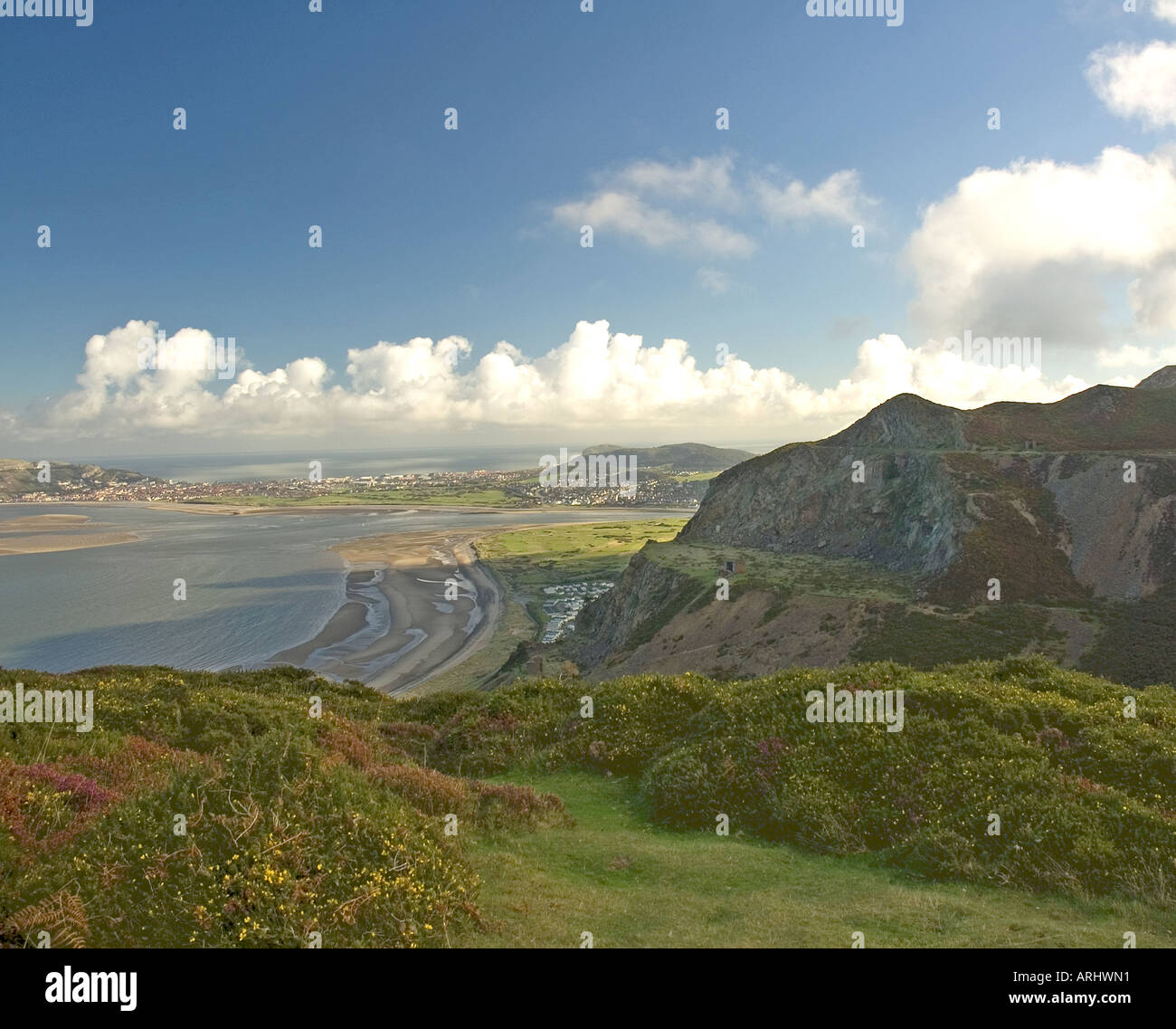 View from the North Wales coastal Footpath above Penmaenmawr Stock Photo