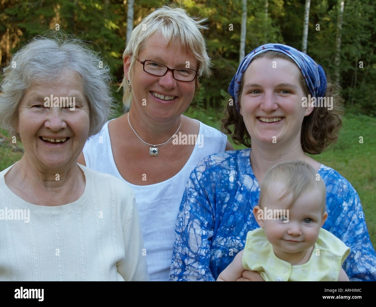 group picture with four generations of female people women Stock Photo