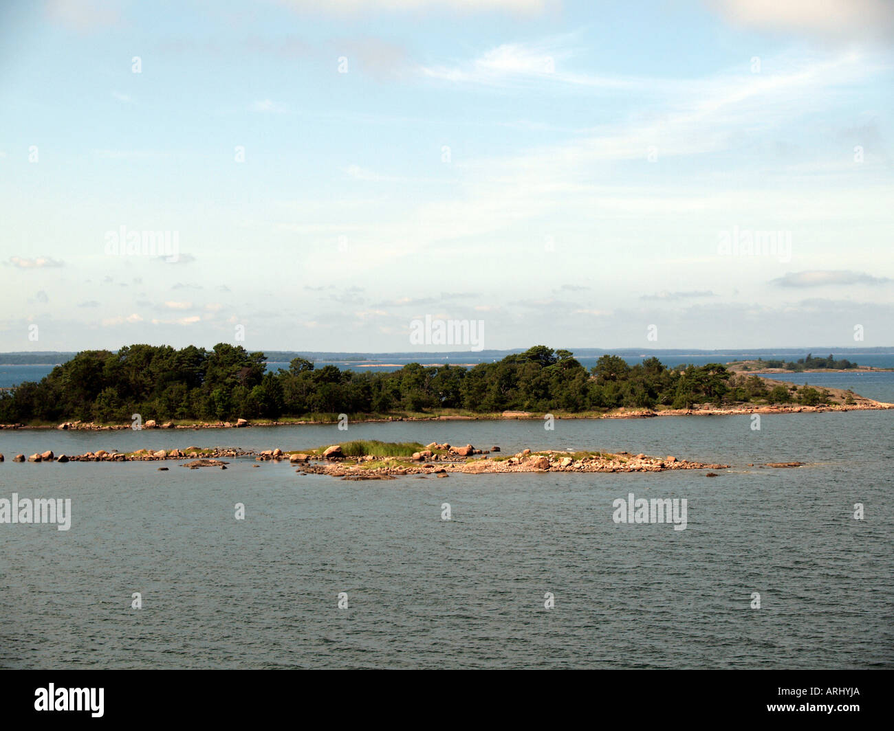 little islands on Baltic Sea between Finland and Sweden in the archipel skerries of Turku Stock Photo