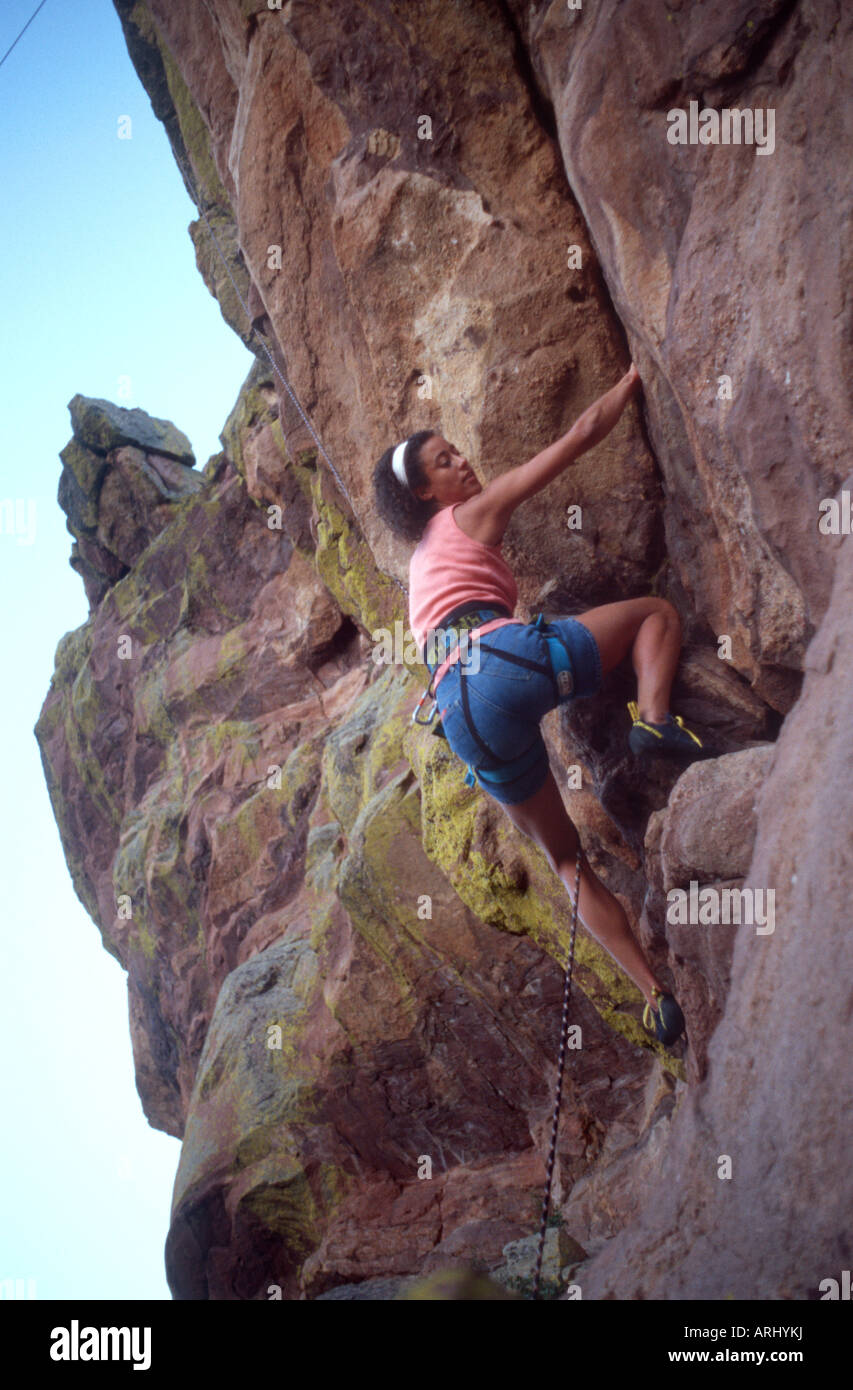 Woman climbing in Boulder County Colorado Stock Photo Alamy