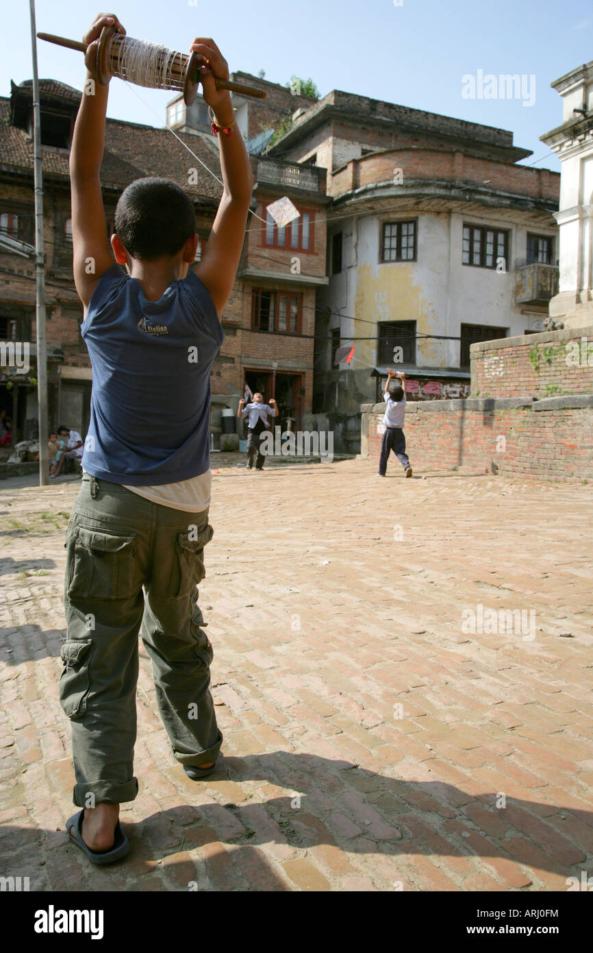 "Kite flying Nepal Stock Photo Alamy