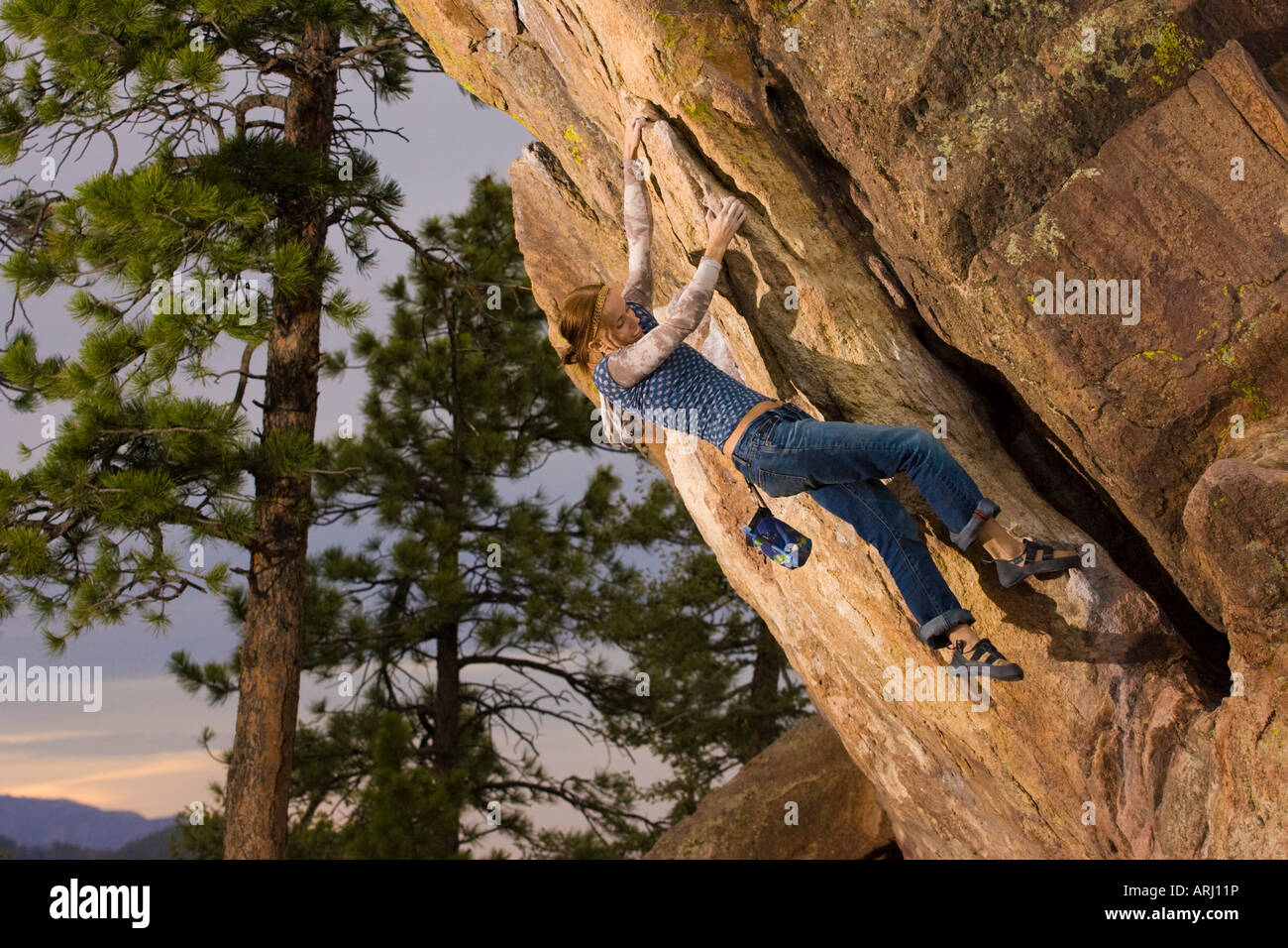 Female rock climber Stock Photo