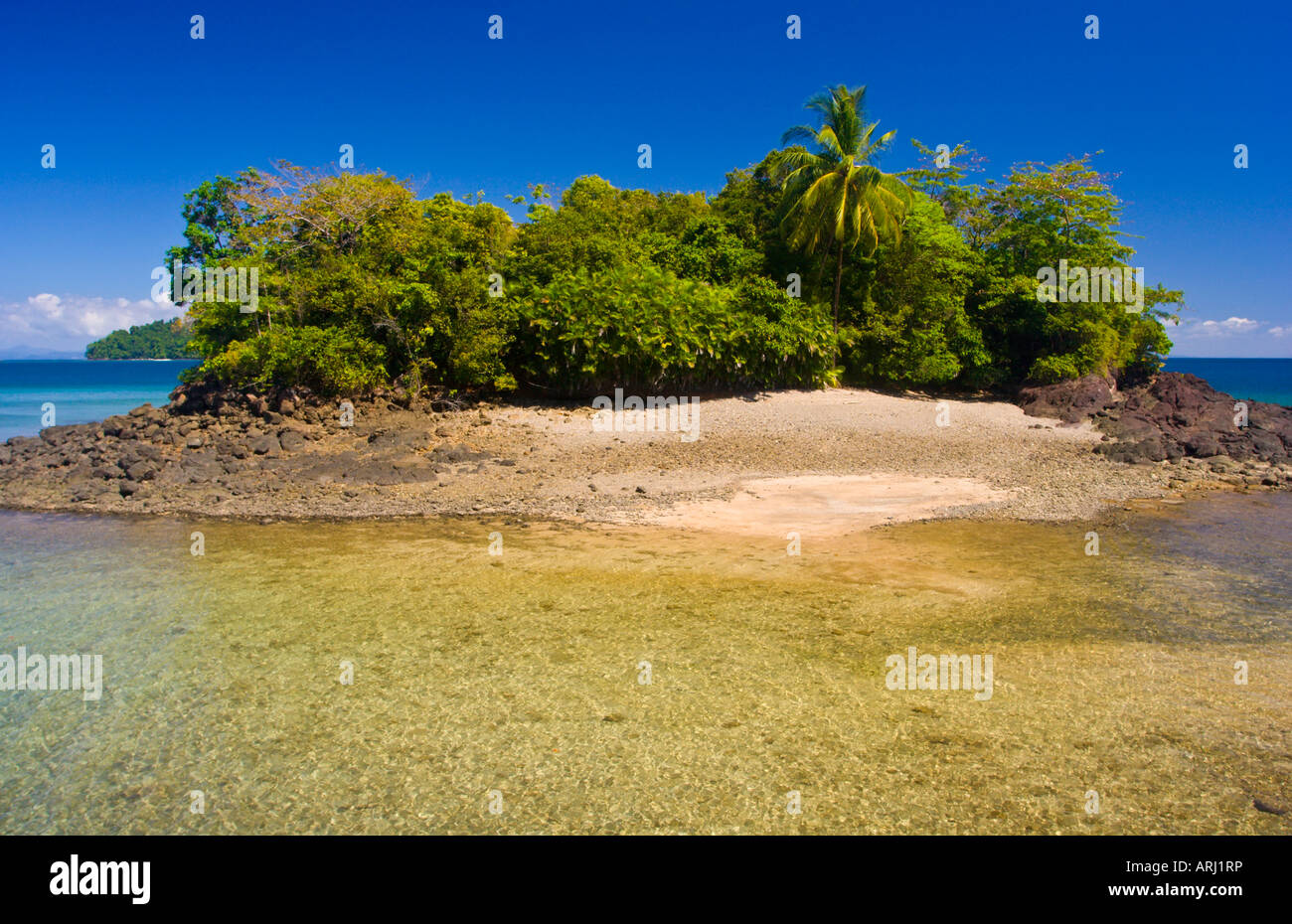 Small island part of the Coiba world heriate site Panama Stock Photo