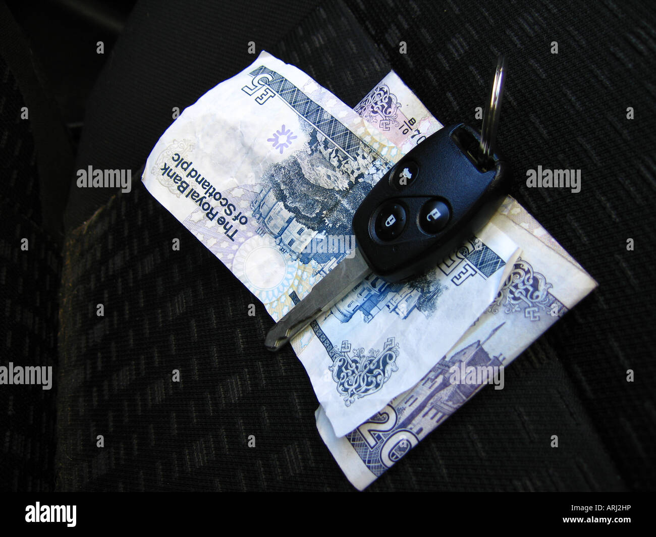 Scottish banknotes and car keys Stock Photo Alamy