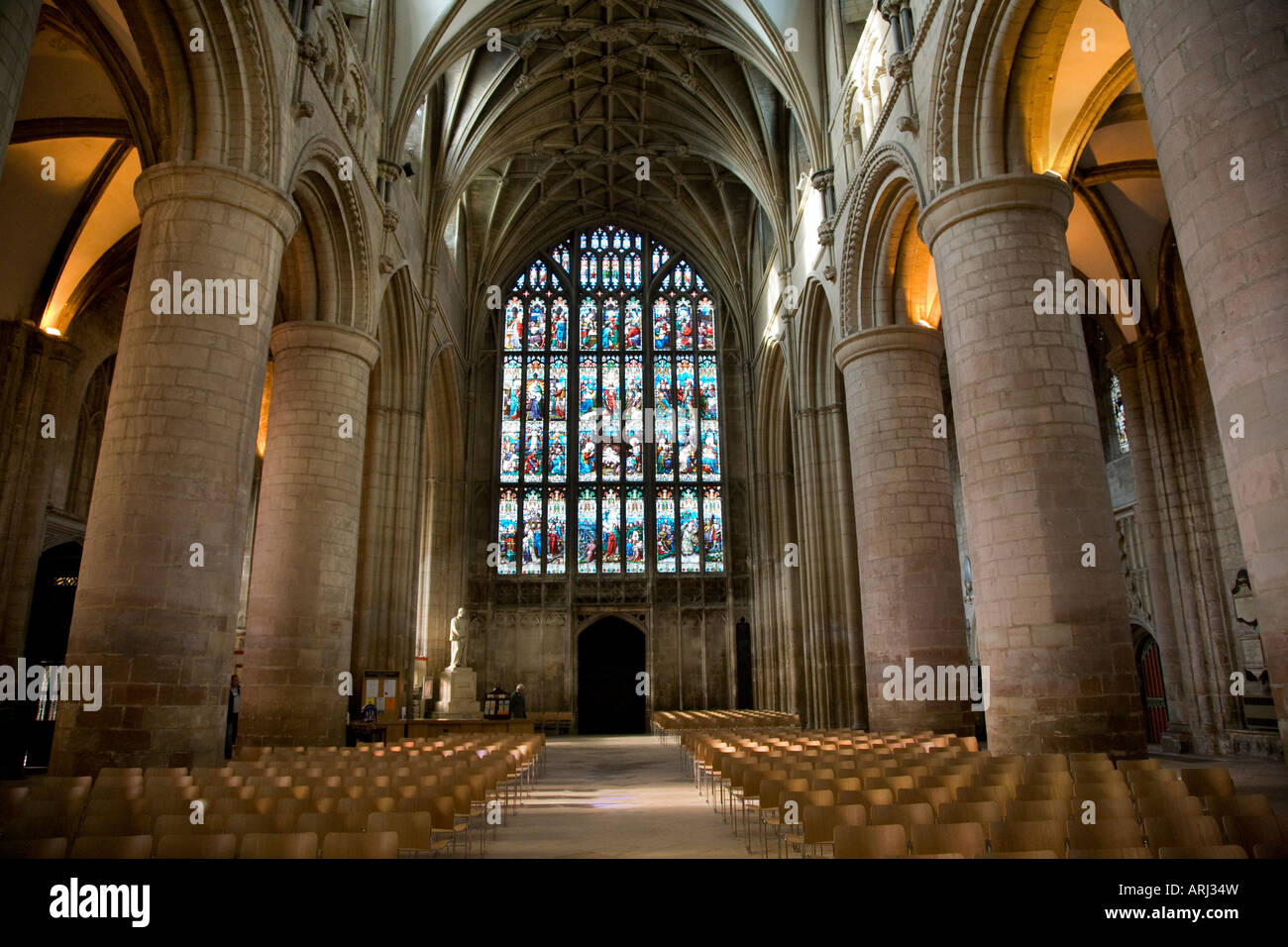 Gloucester Cathedral towards West glass window Stock Photo Alamy