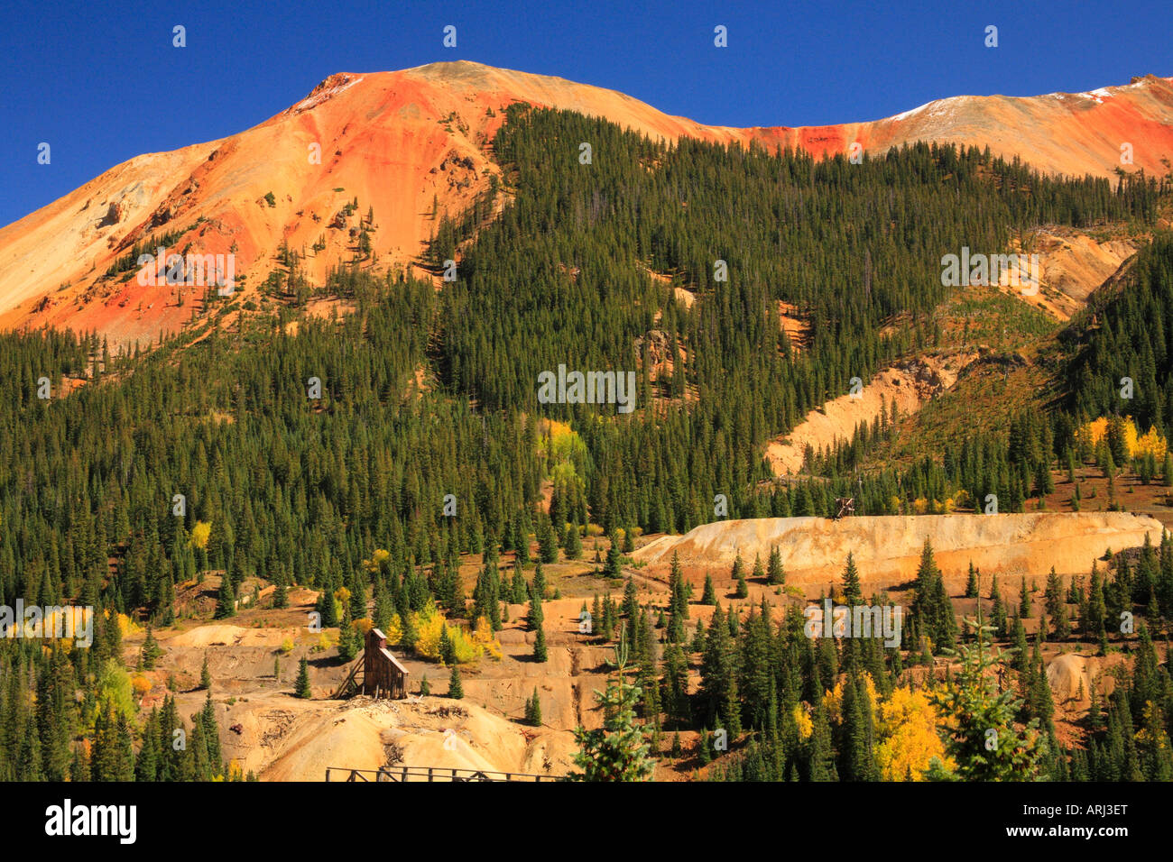 Yankee Girl Mine, Red Mountain, Million Dollar Highway, Ouray, Colorado, USA Stock Photo