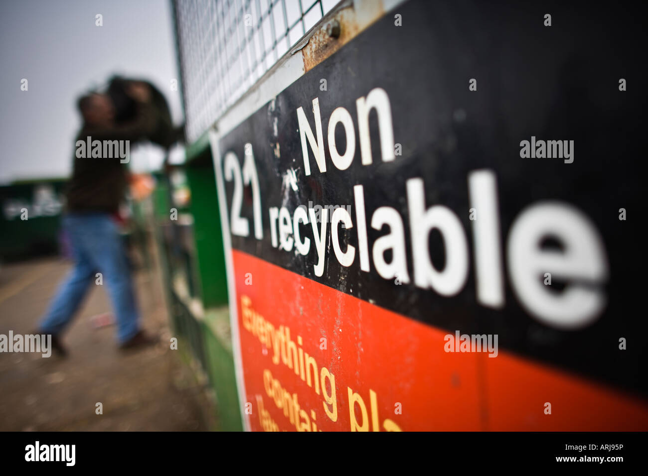 Non recyclable container at a recycling centre, UK Stock Photo