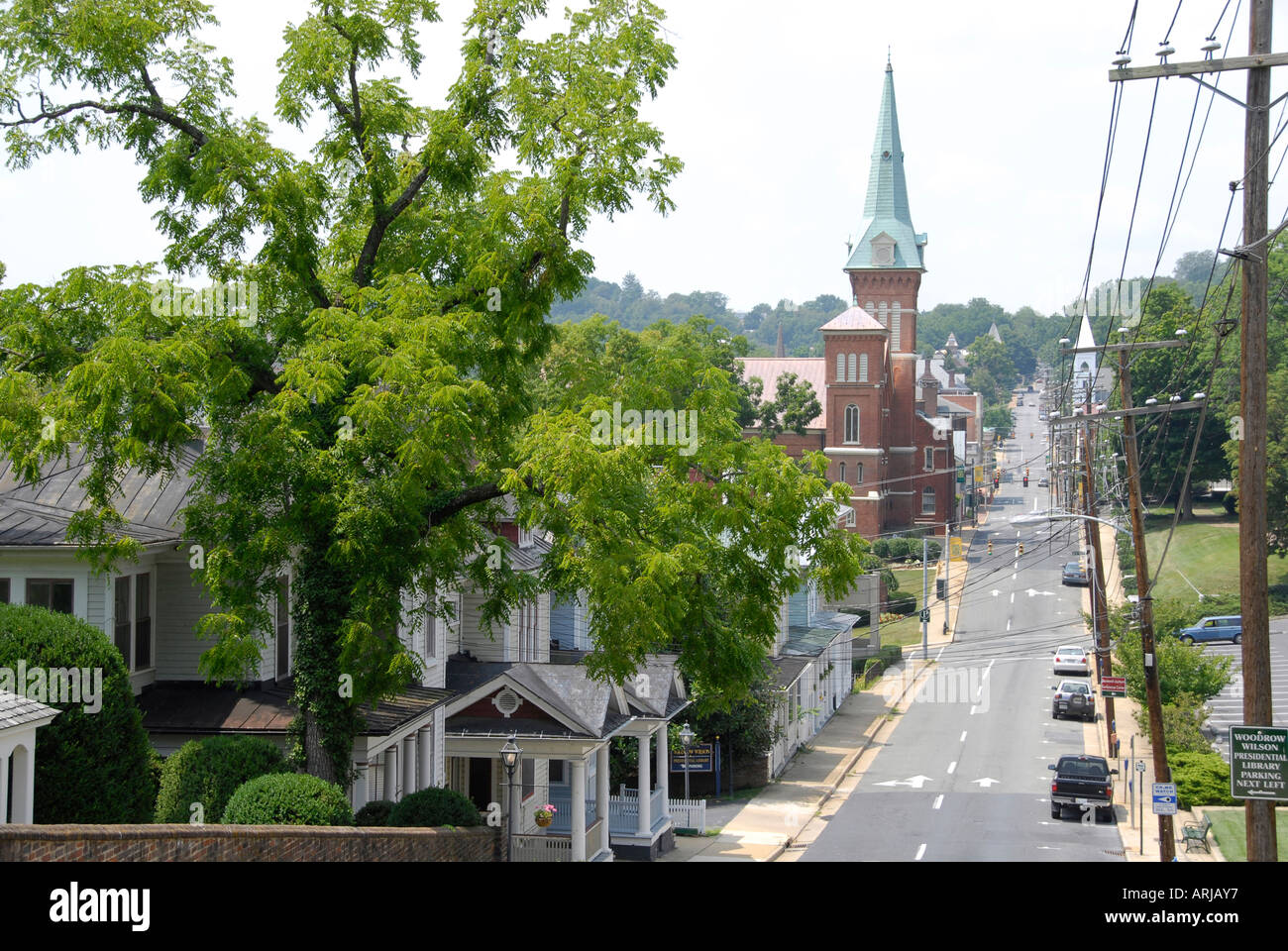 Downtown Staunton Virginia VA Home of the birthplace of President Woodrow Wilson Stock Photo