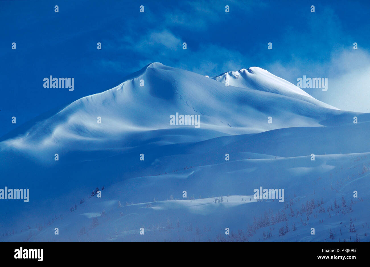 Snow covered peak in Chugach Mountains Alaska Stock Photo