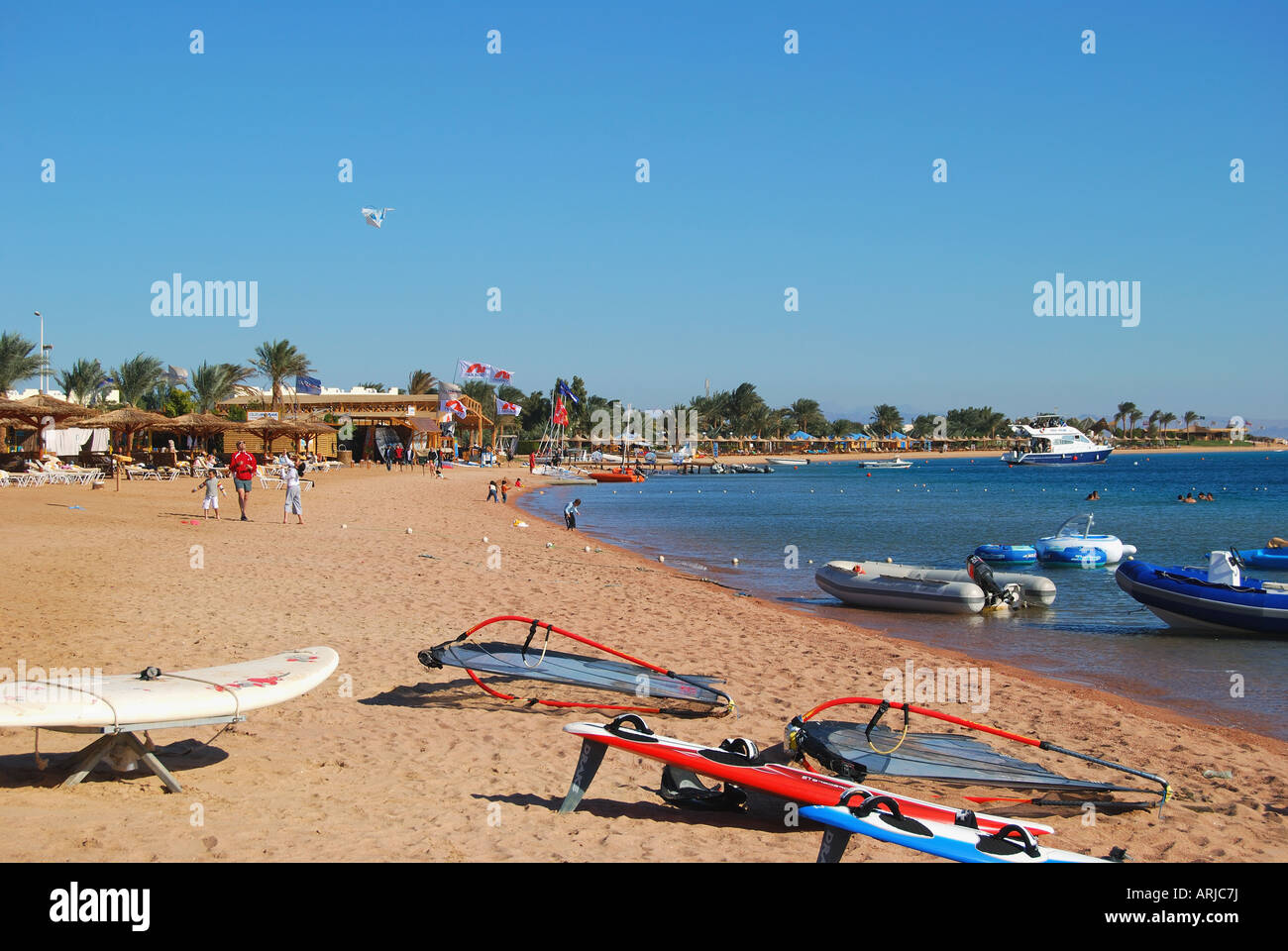 Hilton Resort Hotel beach, Dahab, Sinai Peninsula, Republic of Egypt Stock Photo