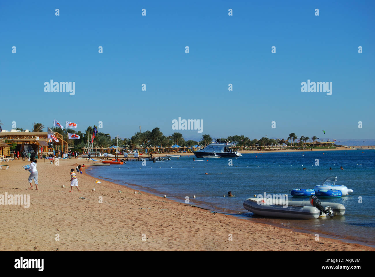 Hilton Resort Hotel beach, Dahab, Sinai Peninsula, Republic of Egypt Stock Photo