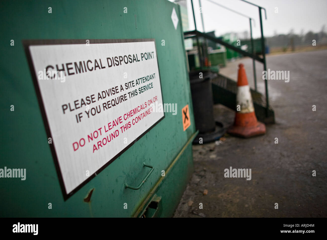 Chemicals for recycling at a recycling centre, UK Stock Photo Alamy