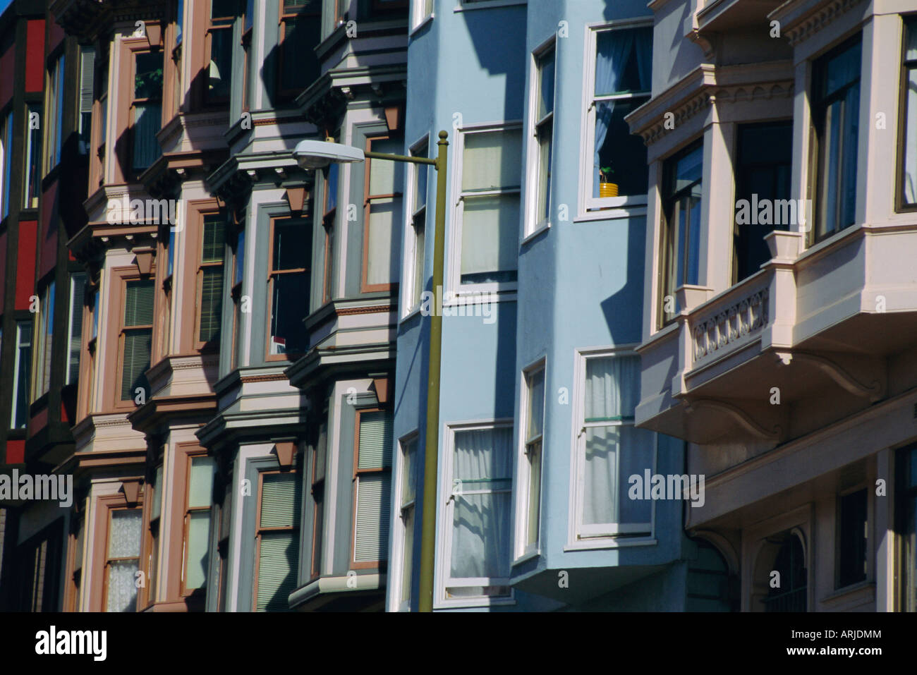 19th century terrace facades, San Francisco, California, USA Stock