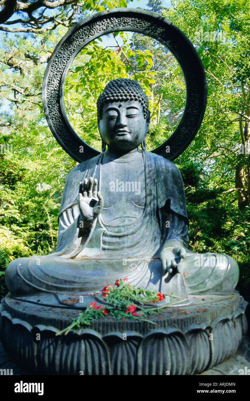 Buddha statue (1790), Japanese Tea Gardens, Golden Gate Park, San Francisco, California, USA Stock Photo