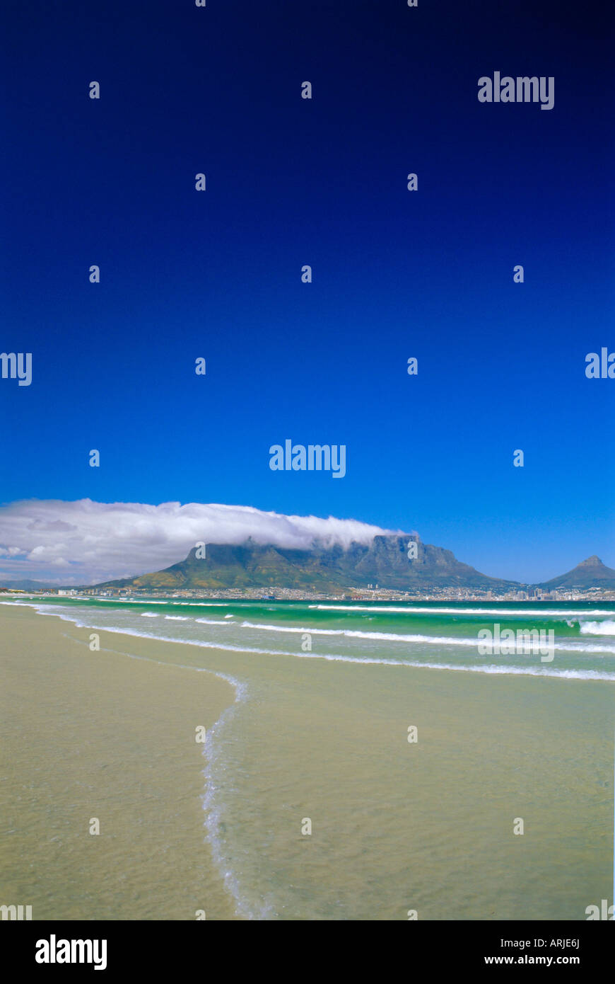 Table Mountain from Bloubergstrand, Cape Town, South Africa Stock Photo