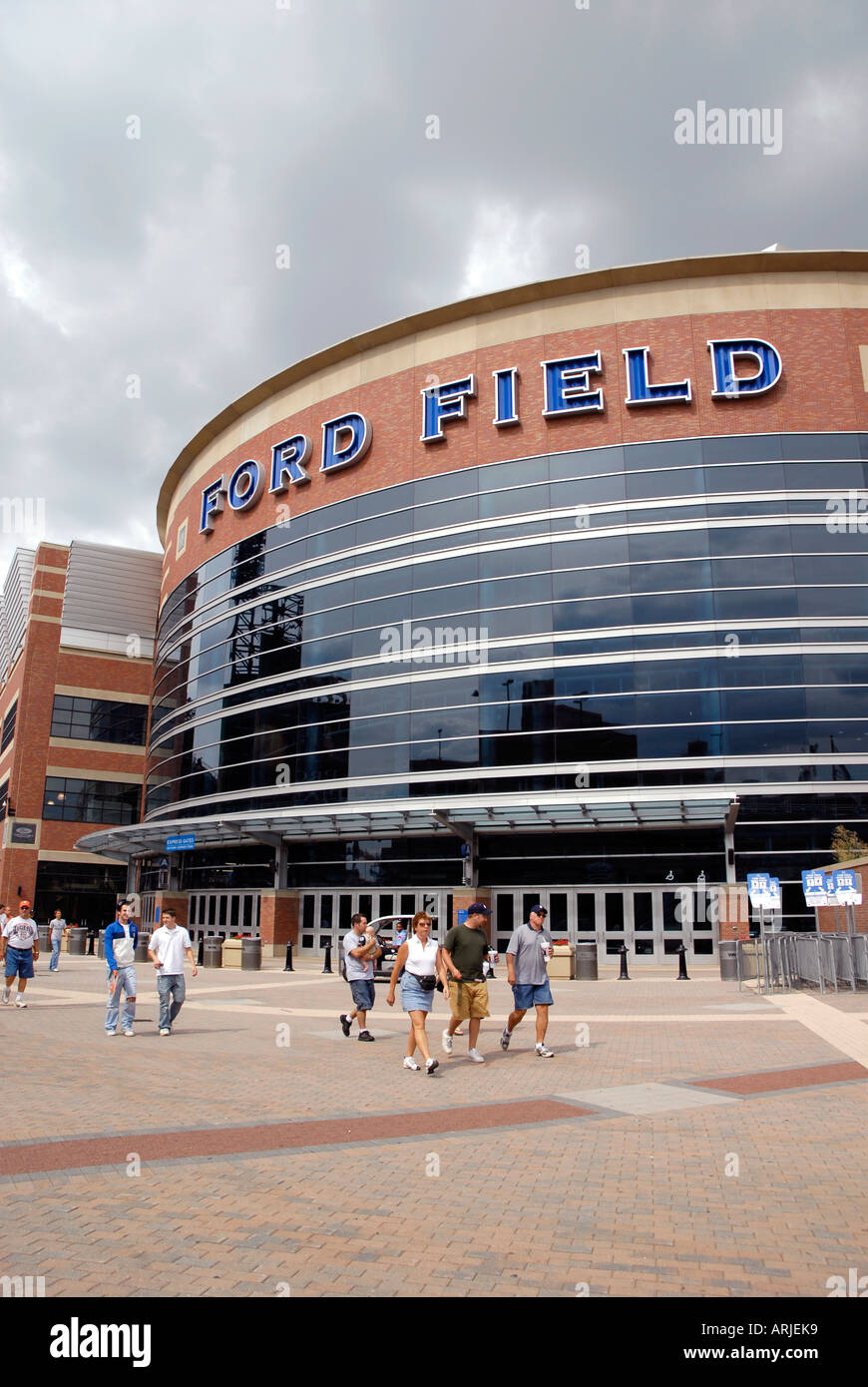 Ford Field entrance home of the professional football team Detroit Lions in Detroit Michigan MI Stock Photo