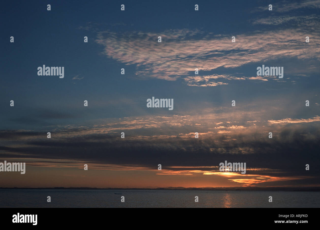 clouds at sunset, Daenemark, Groenland Stock Photo