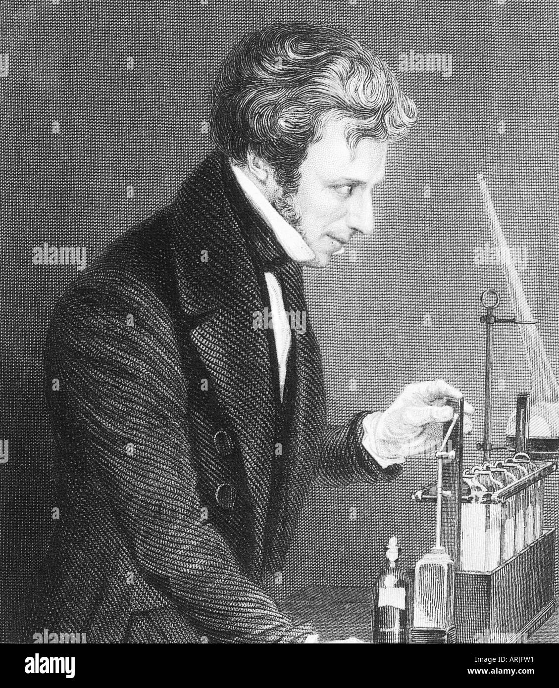 MICHAEL FARADAY English physicist and chemist 1791 to 1867 who discovered electomagnetism leading to the invention of the dynamo Stock Photo
