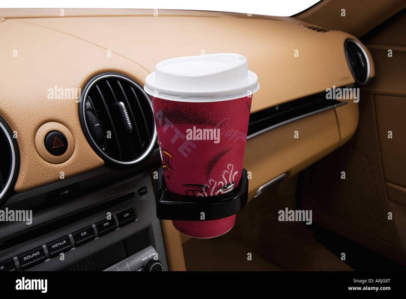 2008 Porsche Cayman in Red - Cup Holder with Prop Stock Photo - Alamy