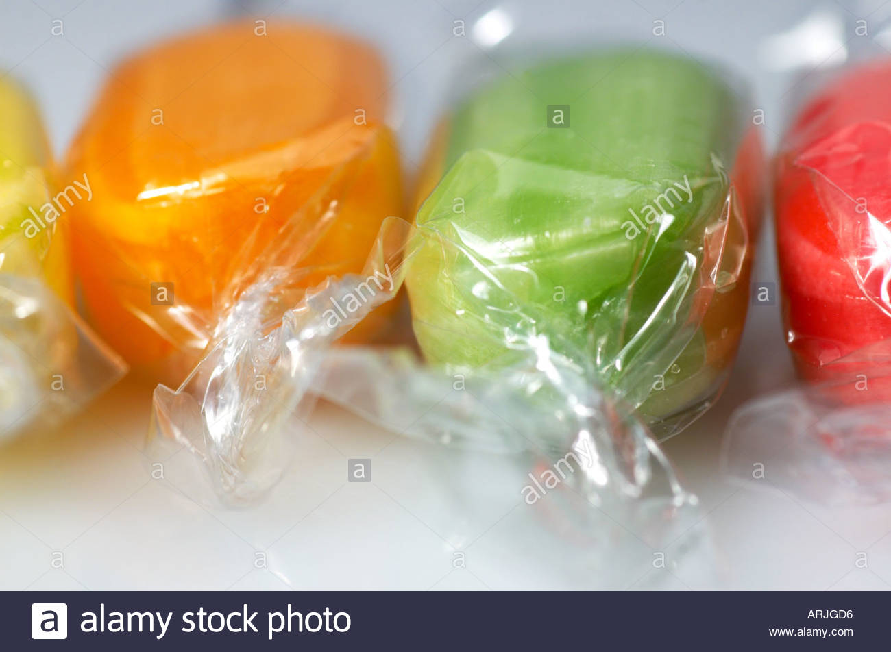 Four coloured boiled sweets closeup Stock Photo 5245141 Alamy