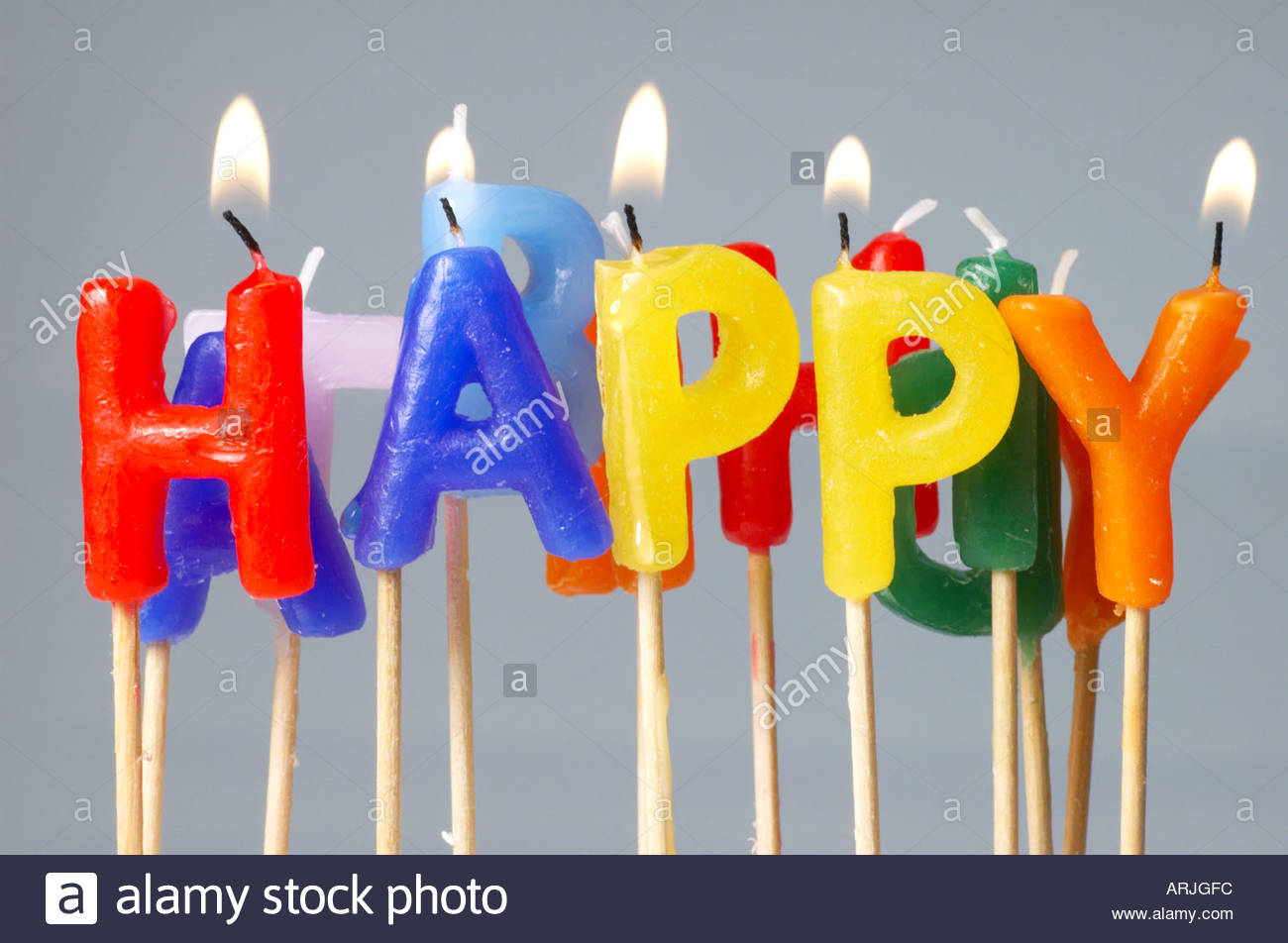 Happy birthday candles Stock Photo Alamy