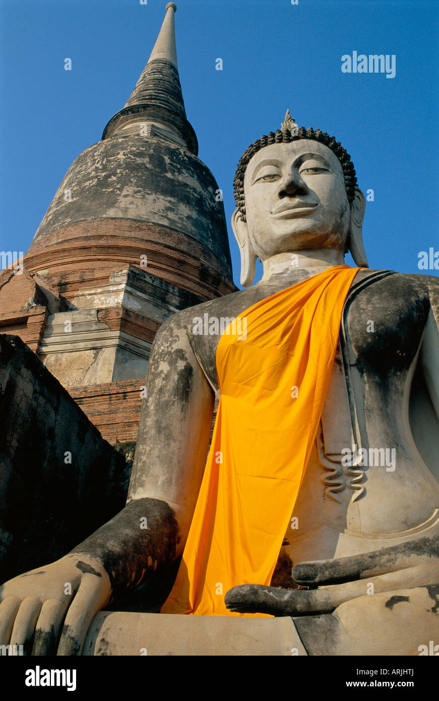 Wat Yai Chai Mongkon, Ayuthaya, Pce de Phra Nakhon Si Ayutthaya, Thailand Stock Photo