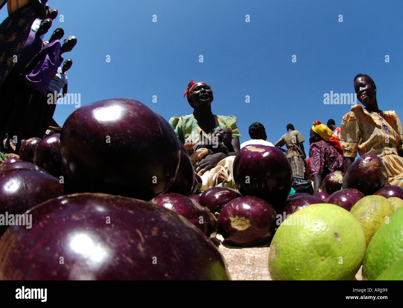 Ugandan women in market place in Gulu Stock Photo