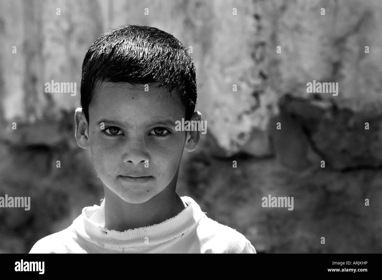 The deep and proud sight of a Moroccan child Stock Photo