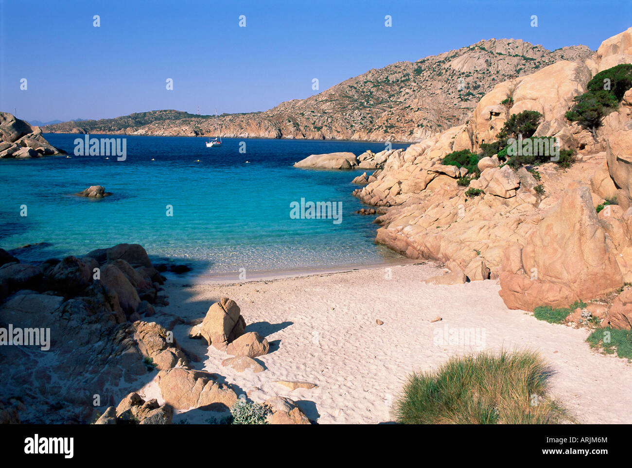 Bay and beach, Cala Coticcio, island of Caprera, La Maddalena Archipelalgo, Sardinia, Italy, Mediterranean, Europe Stock Photo